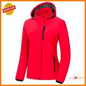 Lightweight Fleece Lined Softshell Jacket Waterproof Windbreaker Removable Hood